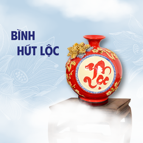 Bình Hút Lộc Men Đỏ Gốm Sứ Bát Tràng - Gốm Sứ Phúc Lộc Viên Minh - PLVM1664