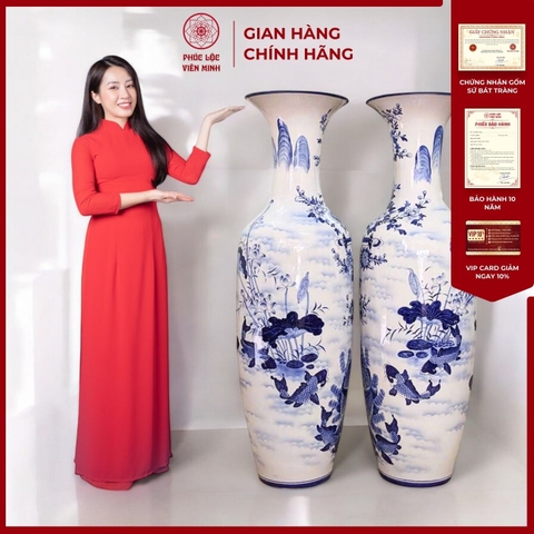 Đôi Lộc Bình Men Trắng Gốm Sứ Bát Tràng - Phúc Lộc Viên Minh - PL038