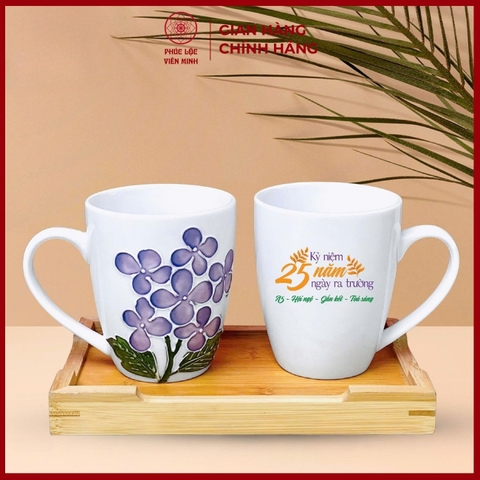 Cốc In Logo Cao Cấp Gốm Sứ Bát Tràng - Phúc Lộc Viên Minh - LD060