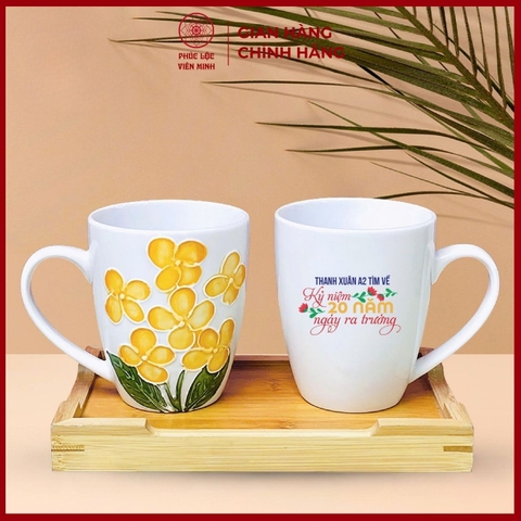 Cốc In Logo Cao Cấp Gốm Sứ Bát Tràng - Phúc Lộc Viên Minh - LD061