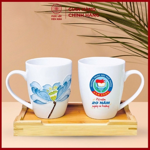 Cốc In Logo Cao Cấp Gốm Sứ Bát Tràng - Phúc Lộc Viên Minh - LD062