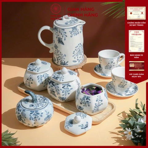 Bộ Hũ Mứt Họa Tiết Hoa Dây Tằm Gốm Sứ Bát Tràng - Phúc Lộc Viên Minh - PL006