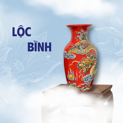 Lộc Bình Thờ Men Đỏ Gốm Sứ Bát Tràng - Gốm Sứ Phúc Lộc Viên Minh - PLVM1654