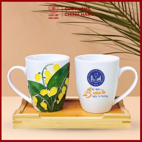 Cốc In Logo Cao Cấp Gốm Sứ Bát Tràng - Phúc Lộc Viên Minh - LD064