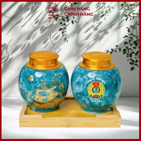 Hộp Đựng Chè Cao Cấp Gốm Sứ Bát Tràng - Phúc Lộc Viên Minh - LD021