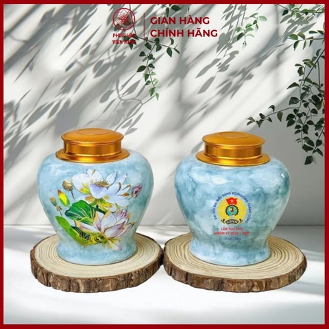 Hộp Đựng Chè Cao Cấp Gốm Sứ Bát Tràng - Phúc Lộc Viên Minh - LD023