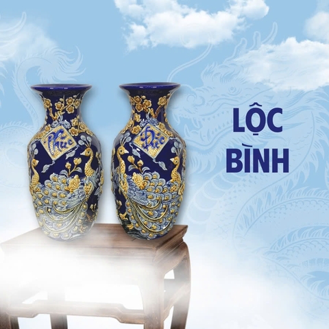 Lộc Bình Men Xanh Gốm Sứ Bát Tràng - Gốm Sứ Phúc Lộc Viên Minh - PLVM1540
