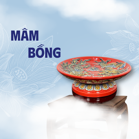Mâm Bồng Men Đỏ Gốm Sứ Bát Tràng - Gốm Sứ Phúc Lộc Viên Minh - PLVM1655