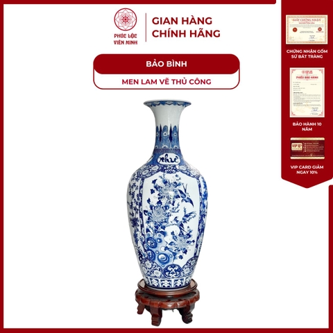Bảo Bình Men Lam Vạn Sự Như Ý Gốm Sứ Bát Tràng - Phúc Lộc Viên Minh - PL1532