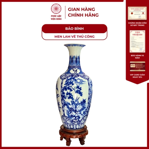 Bảo Bình Men Lam Vạn Sự Như Ý Gốm Sứ Bát Tràng - Phúc Lộc Viên Minh - PL1533