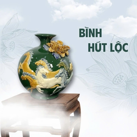 Bình Hút Lộc Men Xanh Lá Mã Đáo Thành Công Gốm Sứ Bát Tràng - Gốm Sứ Phúc Lộc Viên Minh - PLVM1565