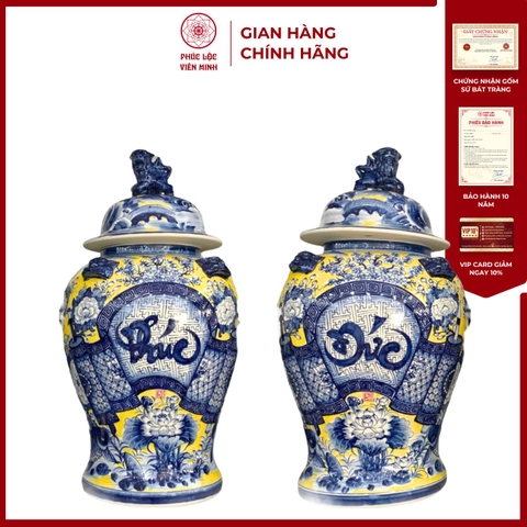 Chóe Cuốn Thư Phúc Đức Men Màu Gốm Sứ Bát Tràng - Gốm Sứ Phúc Lộc Viên Minh - PLVM1604