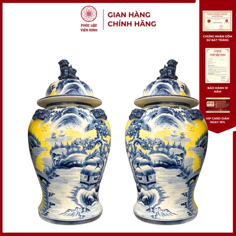 Chóe Sơn Thủy Hữu Tình Men Màu Gốm Sứ Bát Tràng - Gốm Sứ Phúc Lộc Viên Minh - PLVM1606