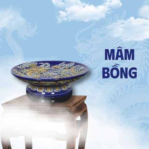 Mâm Bồng Men Xanh Gốm Sứ Bát Tràng - Gốm Sứ Phúc Lộc Viên Minh - PLVM1541