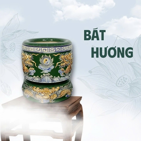 Bát Hương Men Xanh Lá Gốm Sứ Bát Tràng - Gốm Sứ Phúc Lộc Viên Minh - PLVM1553