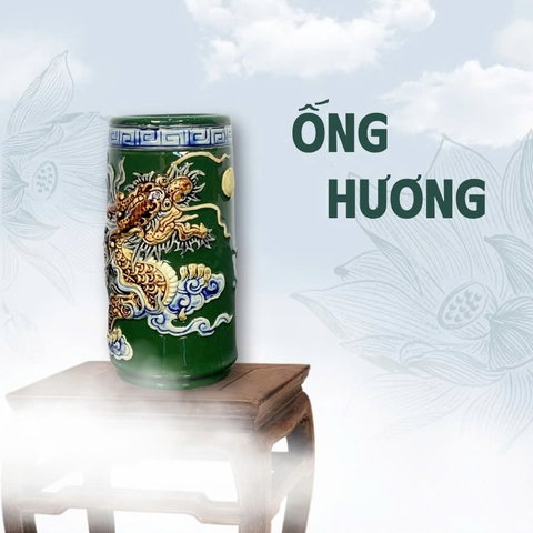 Ống Hương Men Xanh Lá Gốm Sứ Bát Tràng - Gốm Sứ Phúc Lộc Viên Minh - PLVM1560