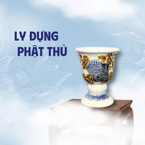 Ly Phật Thủ Men Trắng Gốm Sứ Bát Tràng - Gốm Sứ Phúc Lộc Viên Minh - PLVM1580