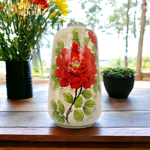 Bình Hoa Cao Cấp Vẽ Tay Độc Bản Gốm Sử Bát Tràng - Phúc Lộc Viên Minh - VM546