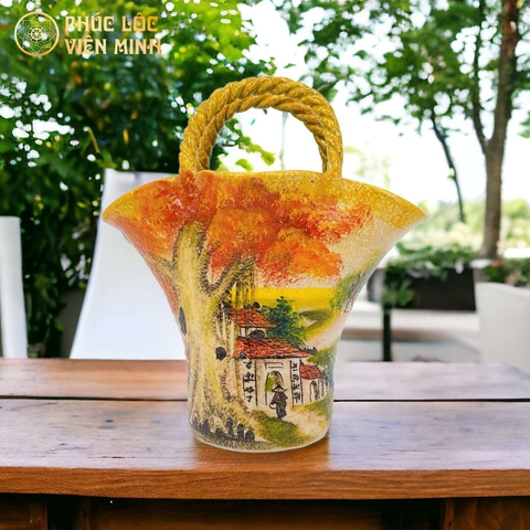 Bình Hoa Cao Cấp Vẽ Tay Độc Bản Gốm Sứ Bát Tràng - Phúc Lộc Viên Minh - VM543