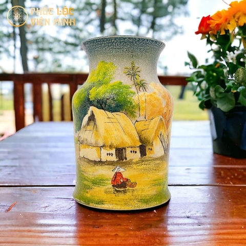 Bình Hoa Cao Cấp Vẽ Tay Độc Bản Gốm Sứ Bát Tràng - Phúc Lộc Viên Minh - VM533