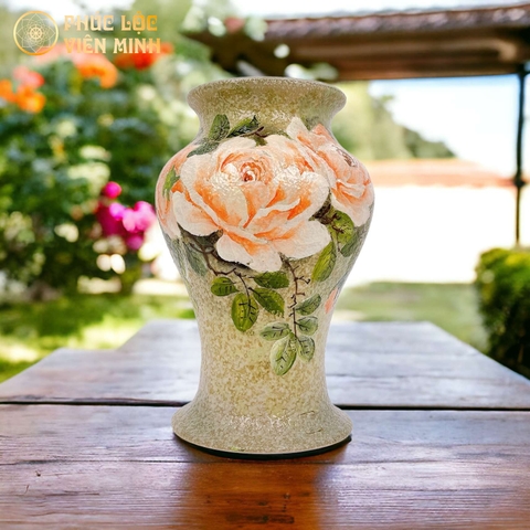 Bình Hoa Cao Cấp Vẽ Tay Độc Bản Gốm Sứ Bát Tràng - Phúc Lộc Viên Minh - VM531