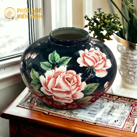 Bình Hoa Cao Cấp Vẽ Tay Độc Bản Gốm Sứ Bát Tràng - Phúc Lộc Viên Minh - VM479