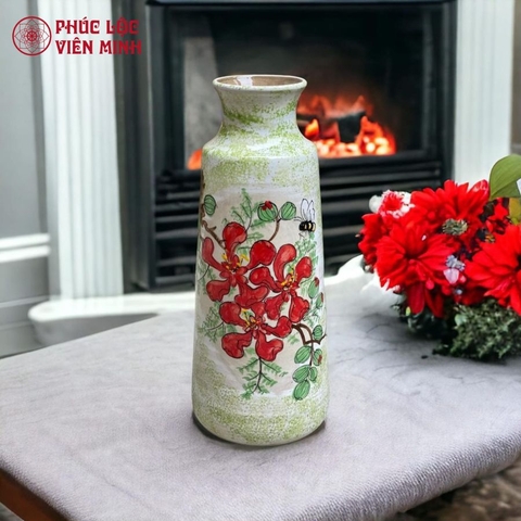 Bình Hoa Cao Cấp Vẽ Tay Độc Bản Gốm Sứ Bát Tràng - Phúc Lộc Viên Minh - VM345