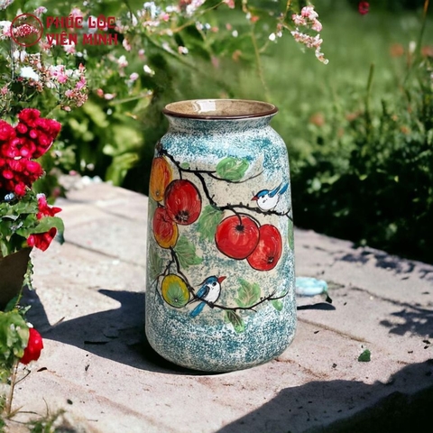 Bình Hoa Cao Cấp Vẽ Tay Độc Bản Gốm Sứ Bát Tràng - Phúc Lộc Viên Minh - VM343