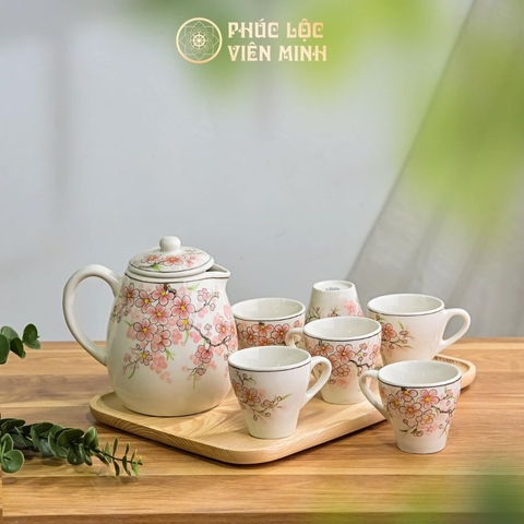 Bộ Ấm Chén Cao Cấp Gốm Sứ Bát Tràng - Phúc Lộc Viên Minh