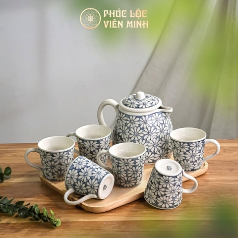 Bộ Ấm Chén Cao Cấp Gốm Sứ Bát Tràng - Phúc Lộc Viên Minh