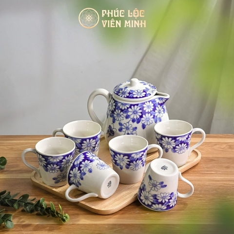 Bộ Ấm Chén Cao Cấp Gốm Sứ Bát Tràng - Phúc Lộc Viên Minh