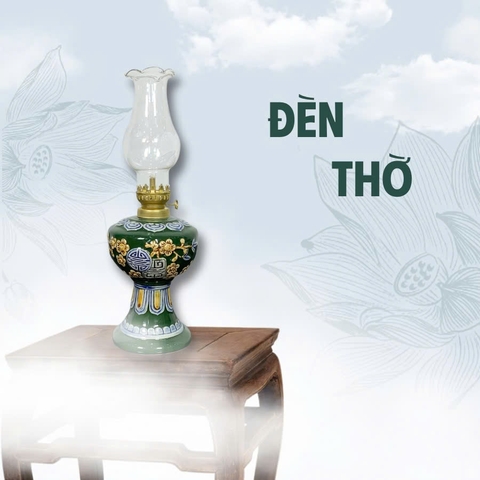 Đèn Thờ Men Xanh Lá Gốm Sứ Bát Tràng - Gốm Sứ Phúc Lộc Viên Minh - PLVM1559