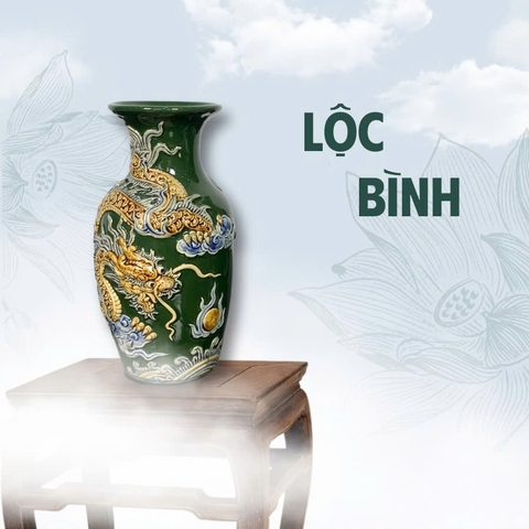 Lộc Bình Men Xanh Lá Gốm Sứ Bát Tràng - Gốm Sứ Phúc Lộc Viên Minh - PLVM1554