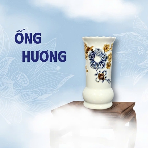 Ống Hương Men Trắng Gốm Sứ Bát Tràng - Gốm Sứ Phúc Lộc Viên Minh - PLVM1590