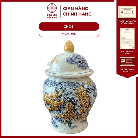 Chóe Thờ Họa Tiết Rồng Men Rạn Gốm Sứ Bát Tràng - Phúc Lộc Viên Minh