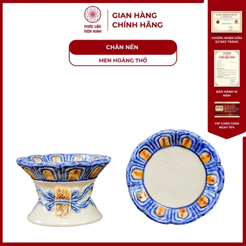 Chân Nến Men Hoàng Thổ Gốm Sứ Bát Tràng - Phúc Lộc Viên Minh