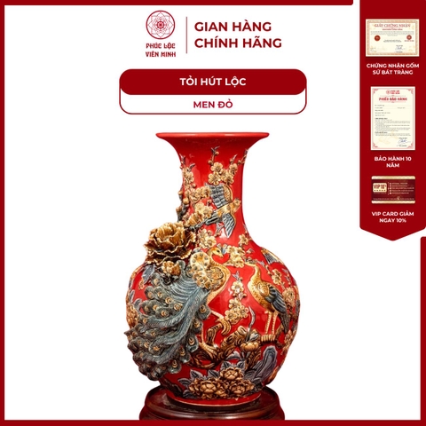 Tỏi Phú Quý Trường Xuân 60cm Men Đỏ Gốm Sứ Bát Tràng - Phúc Lộc Viên Minh