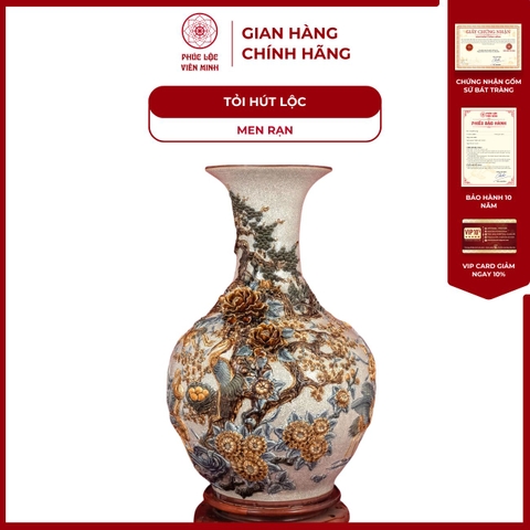 Tỏi Đắp Nổi Men Rạn Diên Niên Trường Thọ Gốm Sứ Bát Tràng- Phúc Lộc Viên Minh