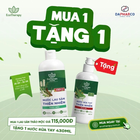 Nước Lau Sàn Thiên Nhiên Thảo Mộc EcoTherapy 1L – Tinh Dầu Tràm, Sả, Hương Thảo, Quế – Làm Sạch Khử Mùi