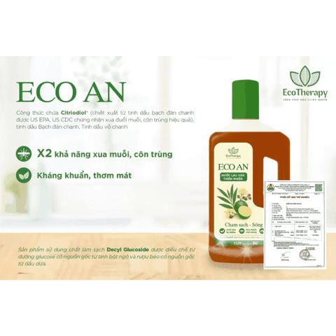 Combo Nước Lau Sàn ECO AN 1000ml & Xịt Khử Mùi Phòng EcoTherapy 50ml - Sạch Khuẩn, Thơm Mát, Đuổi Côn Trùng