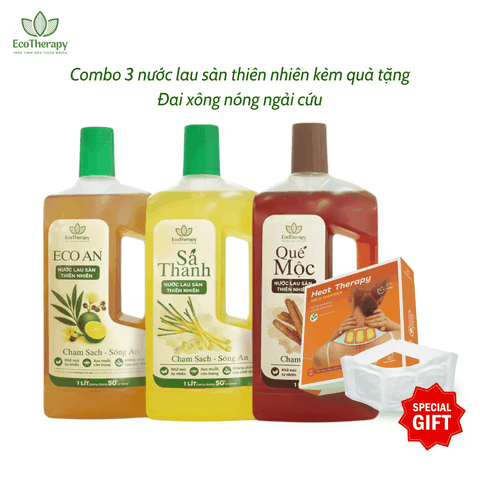 Combo 3 Nước Lau Sàn Thiên Nhiên 1000ml EcoTherapy – Hỗ Trợ Xua Đuổi Muỗi, Côn Trùng, Hương Thơm Dịu Nhẹ
