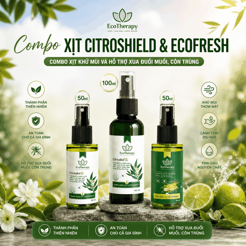 Combo Chăm Sóc Không Gian – EcoFresh & Citroshield - Khử Mùi, Hỗ Trợ Đuổi Muỗi, Thơm Mát Tự Nhiên EcoTherapy