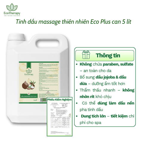 Dầu Massage Eco Plus 480ml - Dưỡng Ẩm Sâu, Thẩm Thấu Nhanh, Dầu Nền Pha Tinh Dầu Không Nhờn Cho Spa EcoTherapy