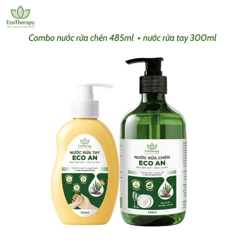 Combo Nước Rửa Tay 300ml & Nước Rửa Chén 485ml Eco An – Thành Phần Thiên Nhiên, Lành Tính