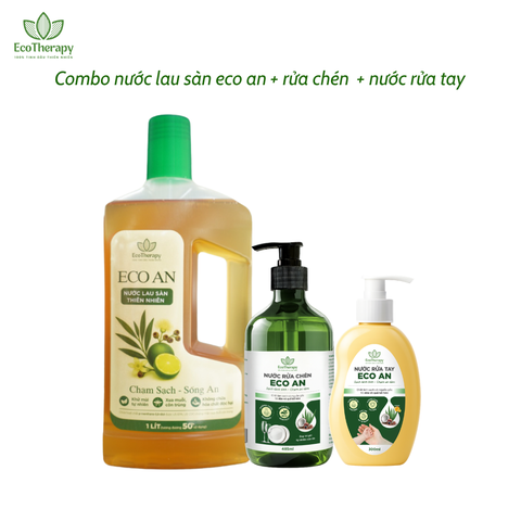 Combo Chăm Sóc Nhà Cửa EcoTherapy – Nước Lau Sàn 1000ml, Rửa Chén 485ml, Rửa Tay 300ml Sạch Khuẩn, An Toàn Từ Thiên Nhiên