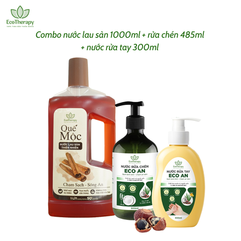 Combo Chăm Sóc Nhà Cửa EcoTherapy – Nước Lau Sàn 1000ml, Rửa Chén 485ml, Rửa Tay 300ml Sạch Khuẩn, An Toàn Từ Thiên Nhiên