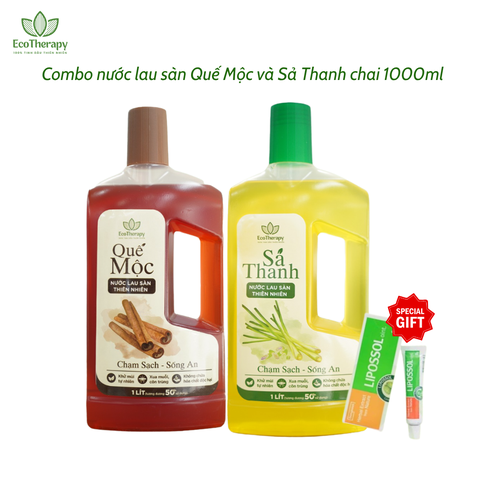Combo Nước Lau Sàn Thiên Nhiên 1000ml EcoTherapy – Hỗ Trợ Xua Đuổi Muỗi, Côn Trùng, Hương Thơm Dịu Nhẹ