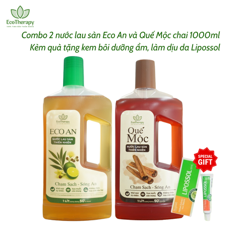 Combo Nước Lau Sàn Thiên Nhiên 1000ml EcoTherapy – Hỗ Trợ Xua Đuổi Muỗi, Côn Trùng, Hương Thơm Dịu Nhẹ