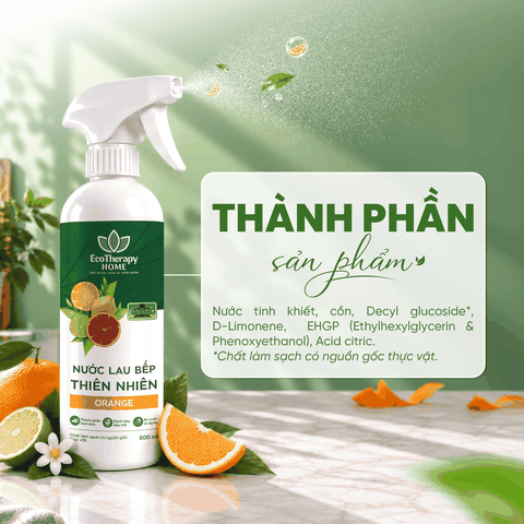 Nước Lau Bếp Thiên Nhiên ORANGE 500ml – Làm Sạch Dầu Mỡ, Khử Mùi, Hương Cam Tươi Mát