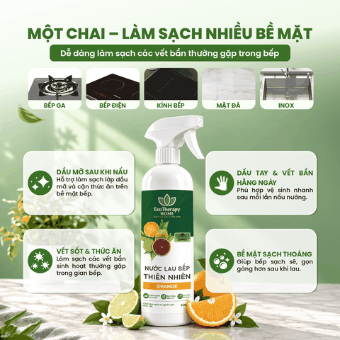 Nước Lau Bếp Thiên Nhiên ORANGE 500ml – Làm Sạch Dầu Mỡ, Khử Mùi, Hương Cam Tươi Mát